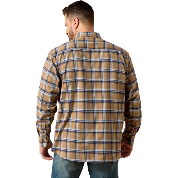 2026 Ariat Mens Rebar Flannel Durastretch Work Shirt 10079170 - Field Khaki